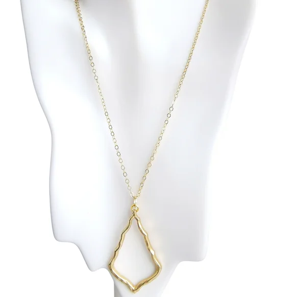 Vintage 70s  Pendant Necklace Gold Tone - Picture 8 of 8